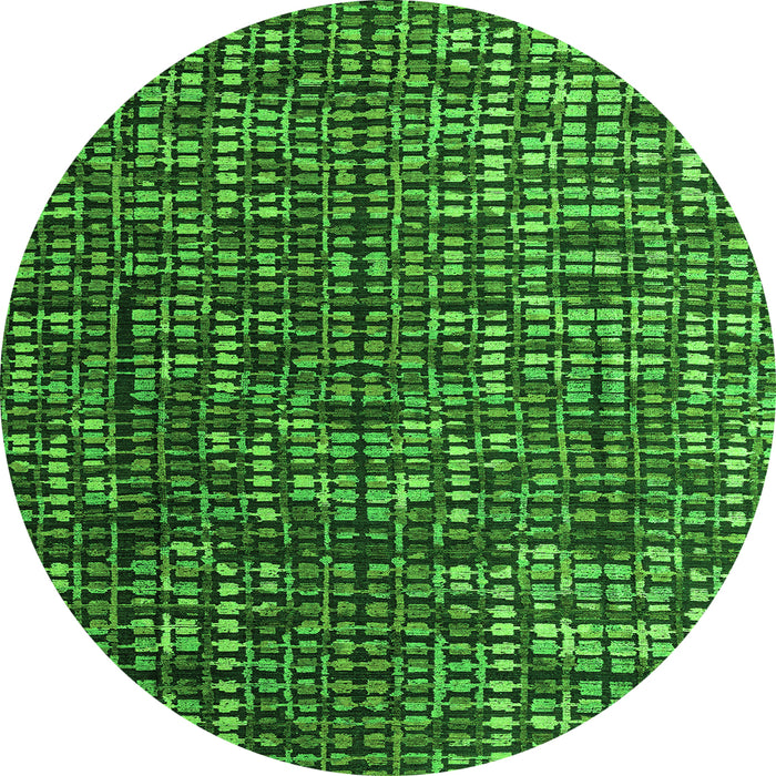 Round Machine Washable Abstract Green Modern Area Rugs, wshabs4926grn