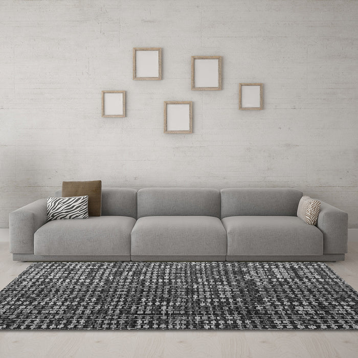 Machine Washable Abstract Gray Modern Rug in a Living Room,, wshabs4926gry