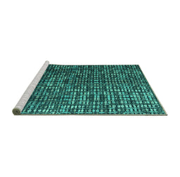 Sideview of Machine Washable Abstract Turquoise Modern Area Rugs, wshabs4926turq