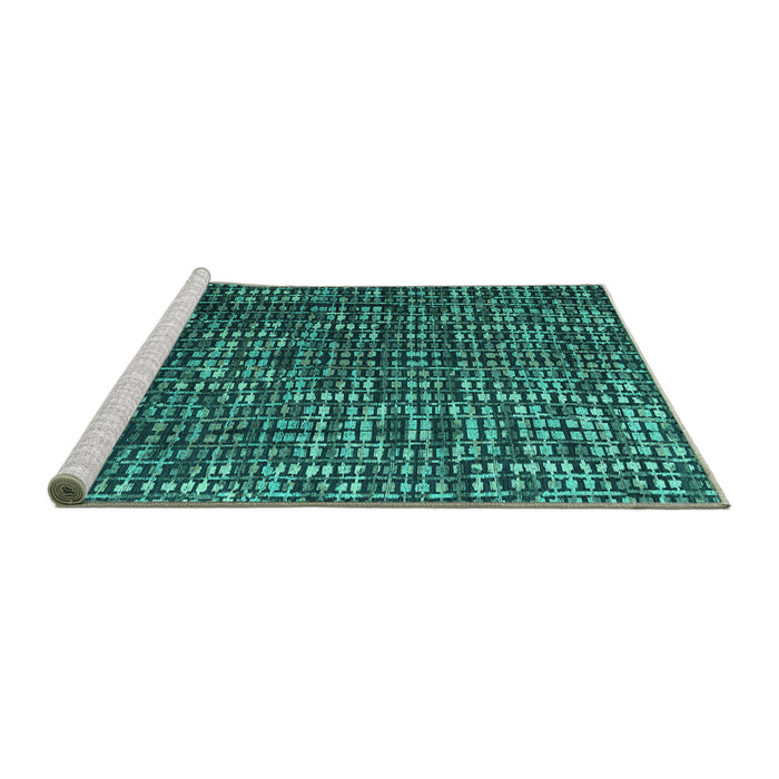 Sideview of Machine Washable Abstract Turquoise Modern Area Rugs, wshabs4926turq