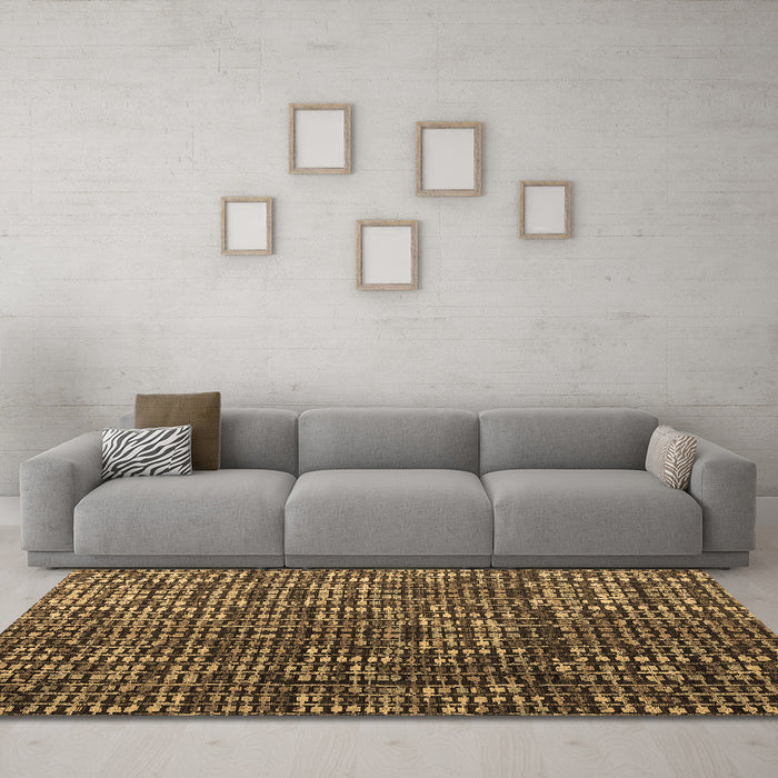 Machine Washable Abstract Brown Modern Rug in a Living Room,, wshabs4926brn