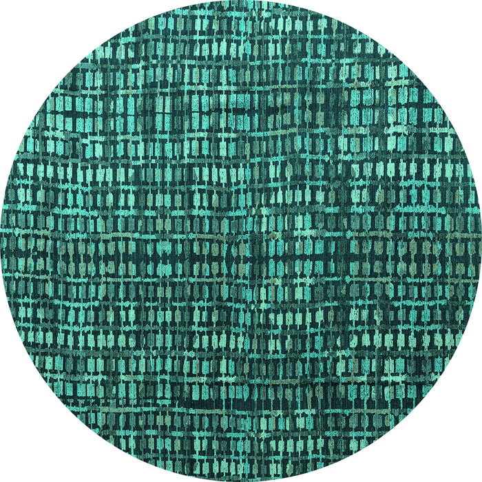 Round Machine Washable Abstract Turquoise Modern Area Rugs, wshabs4926turq
