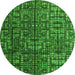 Round Abstract Green Modern Rug, abs4926grn