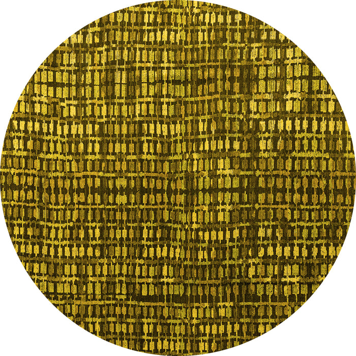 Round Abstract Yellow Modern Rug, abs4926yw