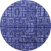 Round Abstract Blue Modern Rug, abs4926blu