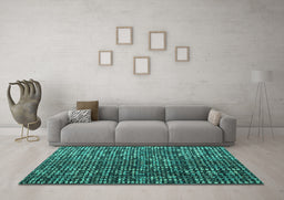 Machine Washable Abstract Turquoise Modern Area Rugs in a Living Room,, wshabs4926turq