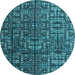 Round Abstract Light Blue Modern Rug, abs4926lblu