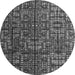 Round Machine Washable Abstract Gray Modern Rug, wshabs4926gry