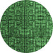 Round Abstract Emerald Green Modern Rug, abs4926emgrn