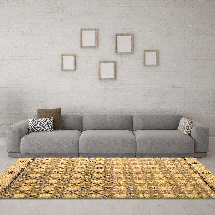 Machine Washable Abstract Brown Modern Rug in a Living Room,, wshabs4927brn
