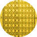 Round Abstract Yellow Modern Rug, abs4927yw