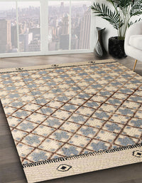 Abstract Dark Almond Brown Modern Rug, abs4927