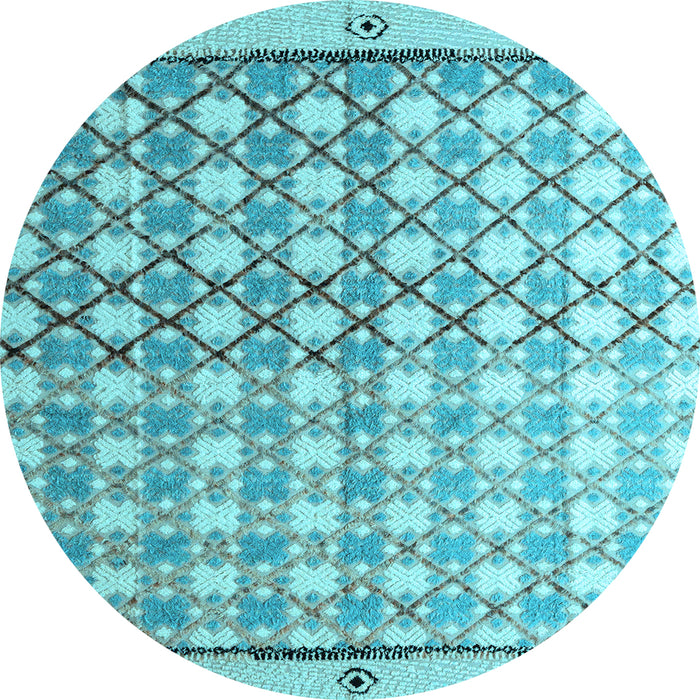 Round Abstract Light Blue Modern Rug, abs4927lblu