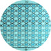 Round Abstract Light Blue Modern Rug, abs4927lblu