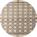 Round Abstract Dark Almond Brown Modern Rug, abs4927