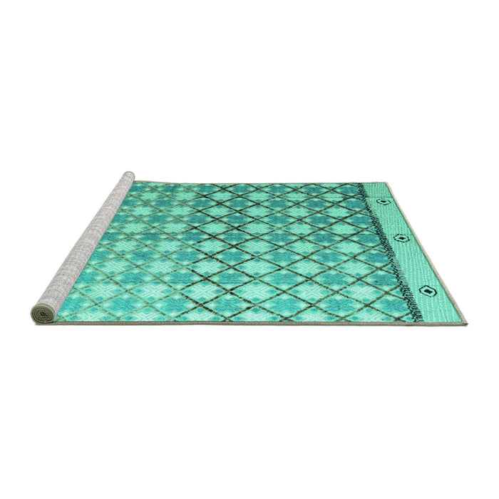 Sideview of Machine Washable Abstract Turquoise Modern Area Rugs, wshabs4927turq