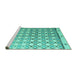 Sideview of Machine Washable Abstract Turquoise Modern Area Rugs, wshabs4927turq