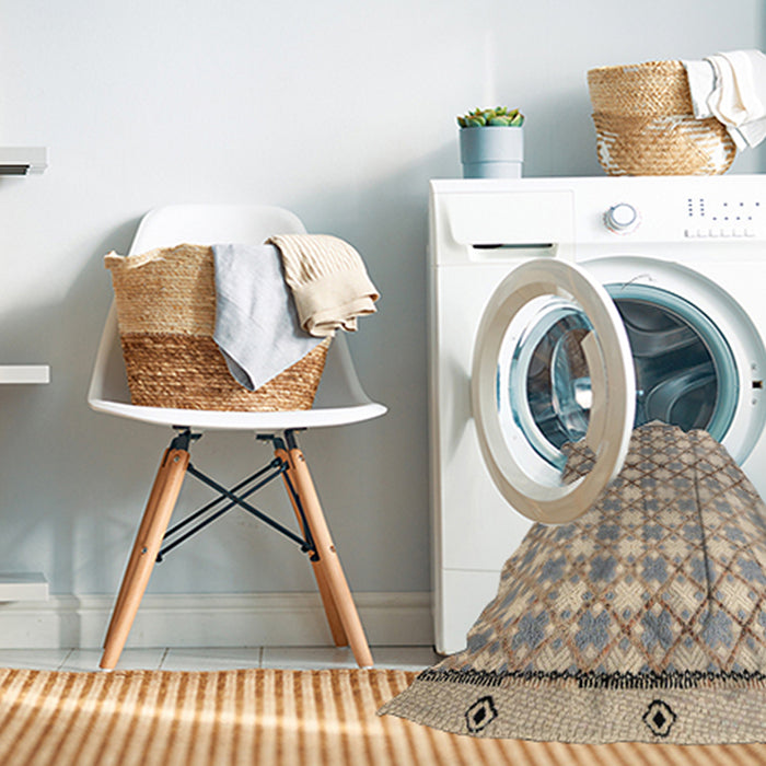 Machine Washable Abstract Dark Almond Brown Rug in a Washing Machine, wshabs4927