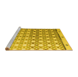 Sideview of Machine Washable Abstract Yellow Modern Rug, wshabs4927yw
