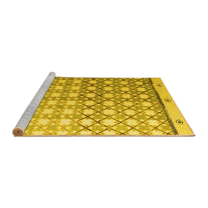 Sideview of Machine Washable Abstract Yellow Modern Rug, wshabs4927yw
