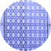 Round Abstract Blue Modern Rug, abs4927blu