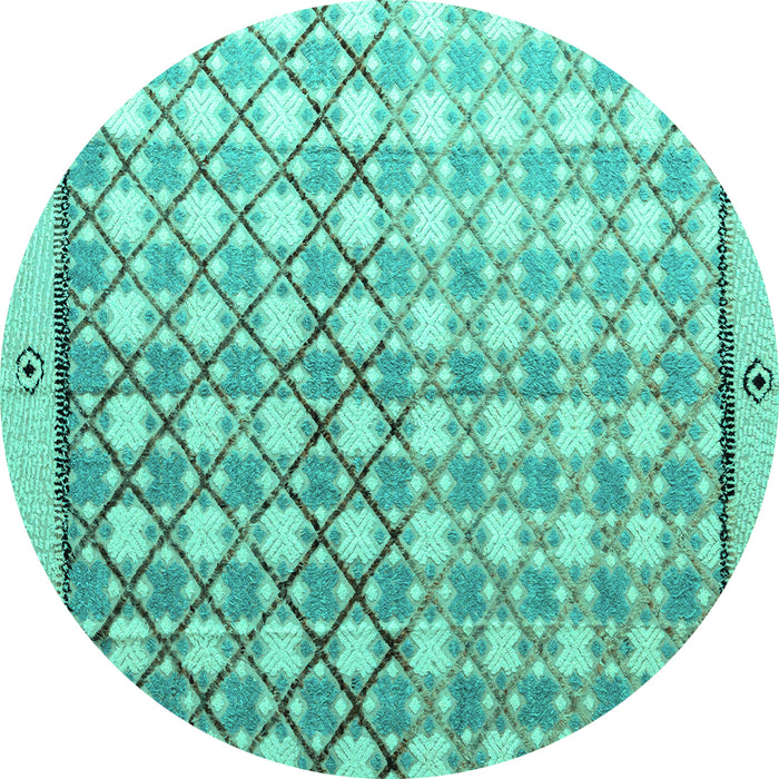 Round Abstract Turquoise Modern Rug, abs4927turq