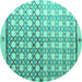 Round Abstract Turquoise Modern Rug, abs4927turq