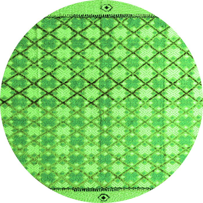 Round Abstract Green Modern Rug, abs4927grn