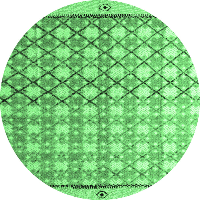 Round Abstract Emerald Green Modern Rug, abs4927emgrn