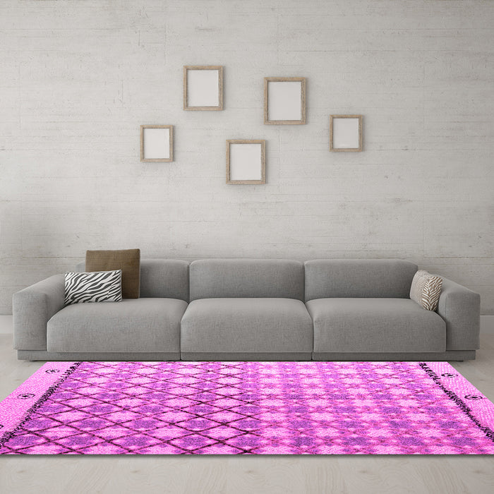 Machine Washable Abstract Pink Modern Rug in a Living Room, wshabs4927pnk