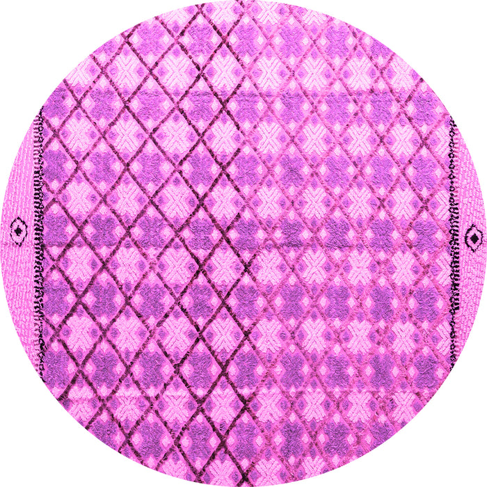 Round Machine Washable Abstract Pink Modern Rug, wshabs4927pnk
