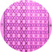 Round Machine Washable Abstract Pink Modern Rug, wshabs4927pnk