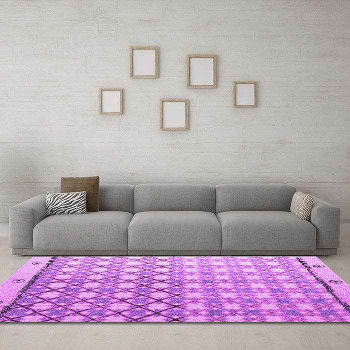 Machine Washable Abstract Purple Modern Area Rugs in a Living Room, wshabs4927pur