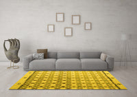 Machine Washable Abstract Yellow Modern Rug, wshabs4927yw