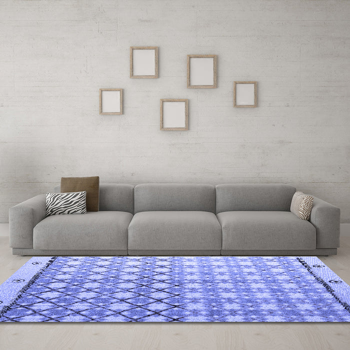 Machine Washable Abstract Blue Modern Rug in a Living Room, wshabs4927blu