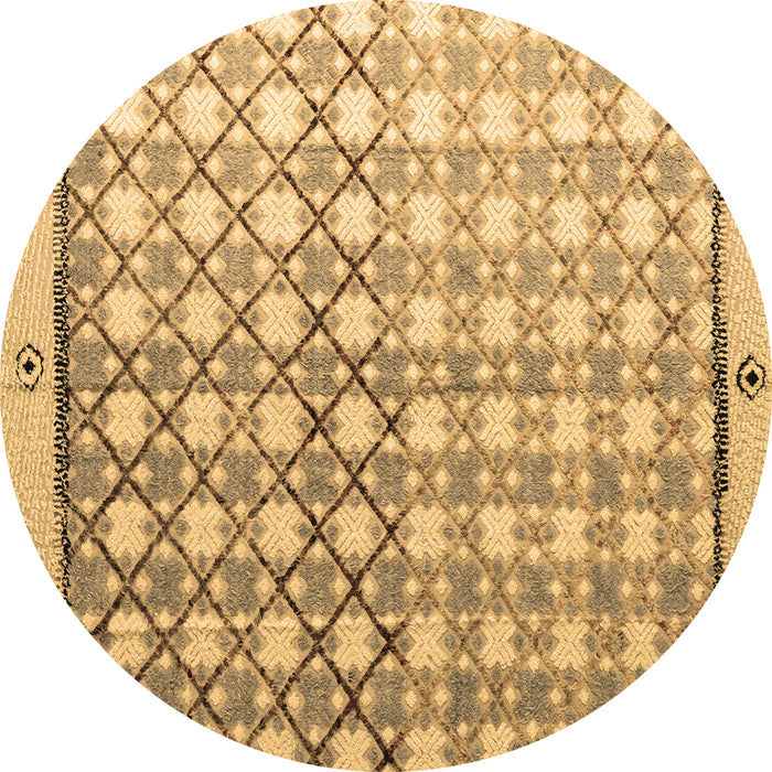 Round Abstract Brown Modern Rug, abs4927brn