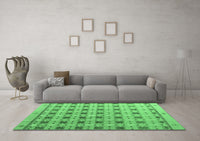 Machine Washable Abstract Emerald Green Modern Rug, wshabs4928emgrn