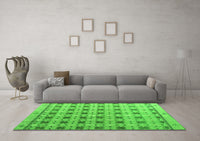 Machine Washable Abstract Green Modern Rug, wshabs4928grn