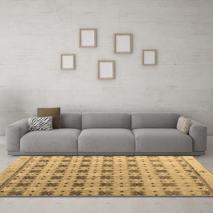 Machine Washable Abstract Brown Modern Rug in a Living Room,, wshabs4928brn