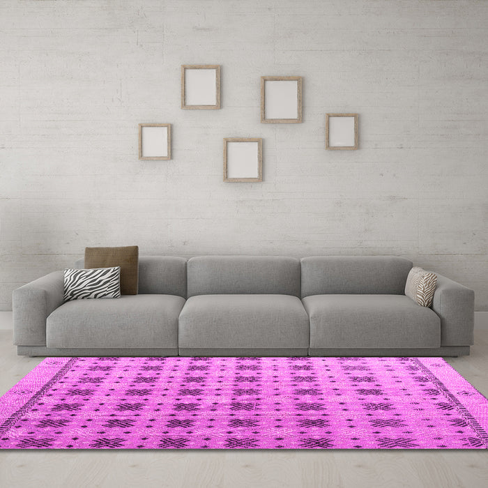Machine Washable Abstract Pink Modern Rug in a Living Room, wshabs4928pnk
