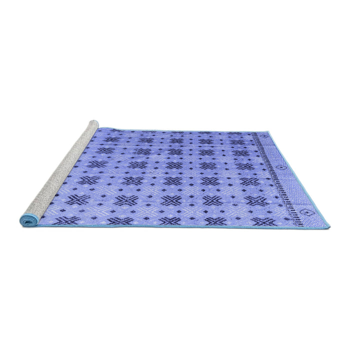 Sideview of Machine Washable Abstract Blue Modern Rug, wshabs4928blu