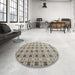 Round Machine Washable Abstract Tan Brown Rug in a Office, wshabs4928