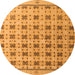 Round Machine Washable Abstract Orange Modern Area Rugs, wshabs4928org