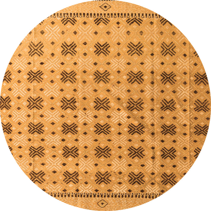 Round Abstract Orange Modern Rug, abs4928org