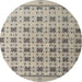 Round Machine Washable Abstract Tan Brown Rug, wshabs4928