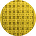 Round Machine Washable Abstract Yellow Modern Rug, wshabs4928yw