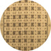 Round Abstract Brown Modern Rug, abs4928brn