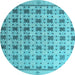 Round Machine Washable Abstract Light Blue Modern Rug, wshabs4928lblu