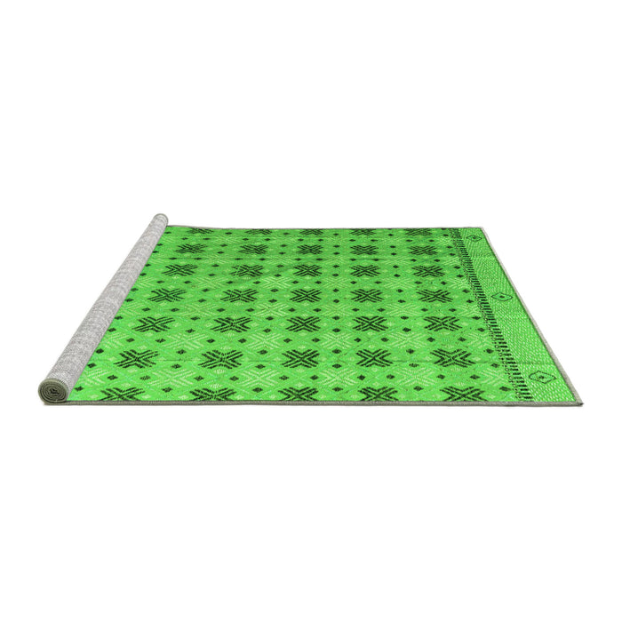 Sideview of Machine Washable Abstract Green Modern Area Rugs, wshabs4928grn