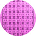 Round Machine Washable Abstract Pink Modern Rug, wshabs4928pnk